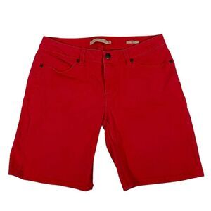 Max Jeans Classy Light Red Dark Pink Long Denim Jean Shorts Size 6 Modest Cute